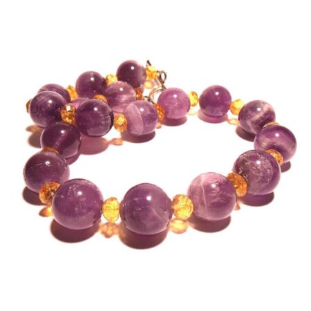 Necklace with amethyst and citrine quartz