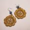 Silver Earrings with LineaErre golden embroidery and angelite
