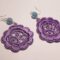 Silver Earrings with LineaErre lilac embroidery and angelite