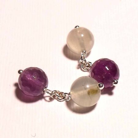 Cufflinks with amethyst and prehnite