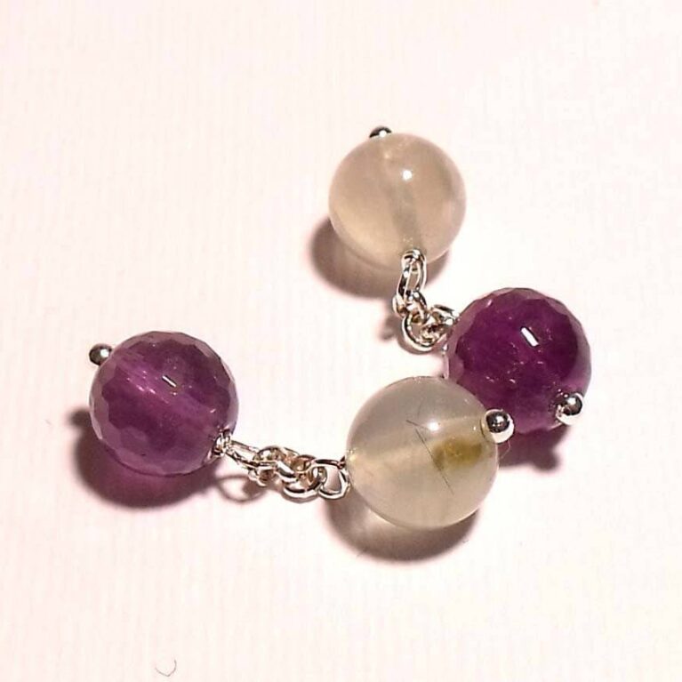 Cufflinks with amethyst and prehnite