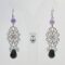 Silver earrings with prehnite, amethyst and astrophyllite