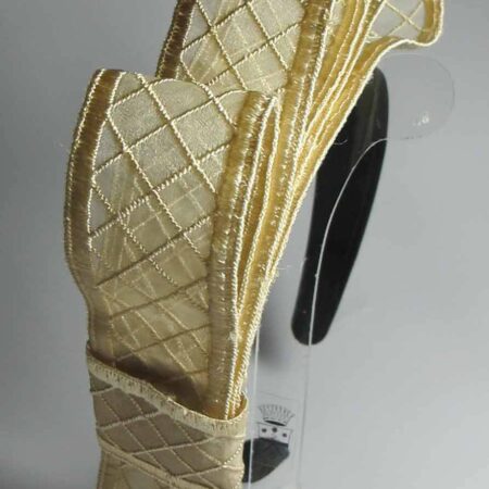 Headband in brown satin with ivory bow