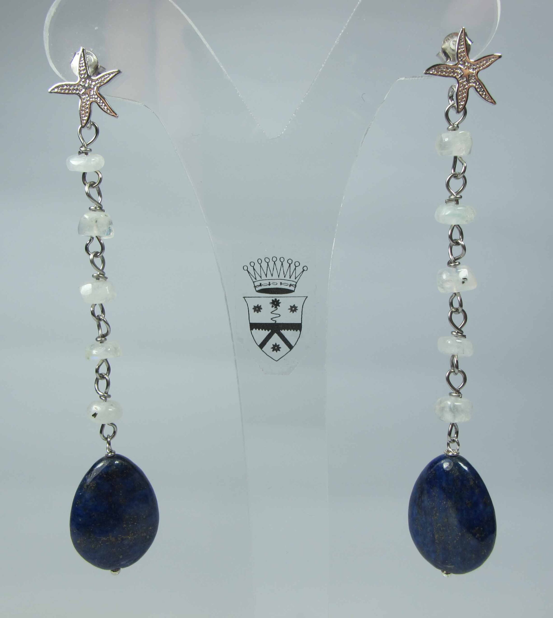 Orecchini in argento con lapislazzuli e pietra di luna