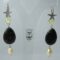 Silver earrings with astrophyllite, prehnite and pearls