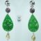 Earrings with Burma jade, pearls and rubyzoisite