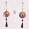 Silver earrings with pearls, onyx, agate of Botswana and African green jade