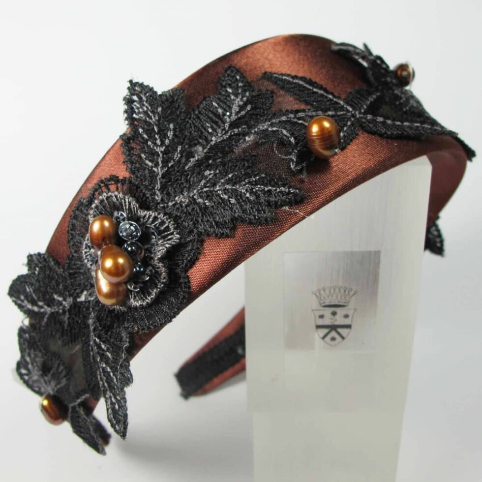 Alice band with embroidery and pearls