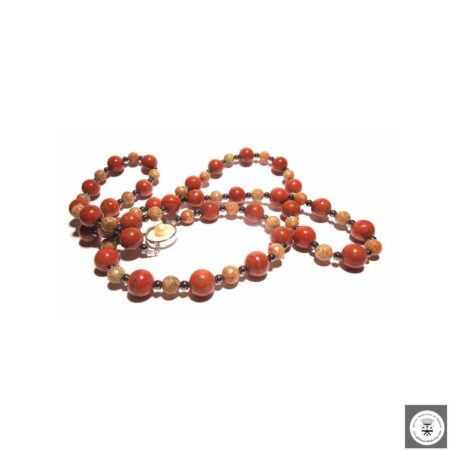 Collana lunga con diaspro, ematite ed unakite