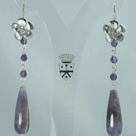 Silver earrings with amethyst