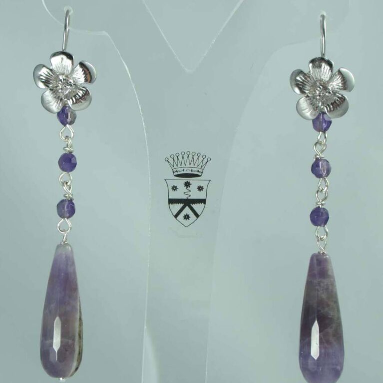 Silver earrings with amethyst