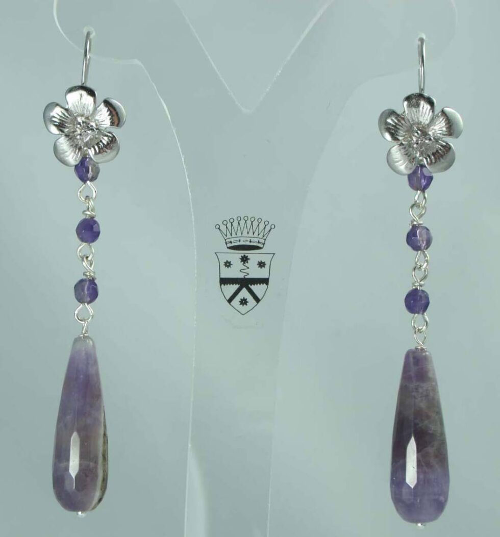 Silver earrings with amethyst