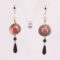 Silver earrings with pearls, onyx, agate of Botswana and jade