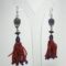 Silver earrings with Turkish tassel, fluorite and hematite