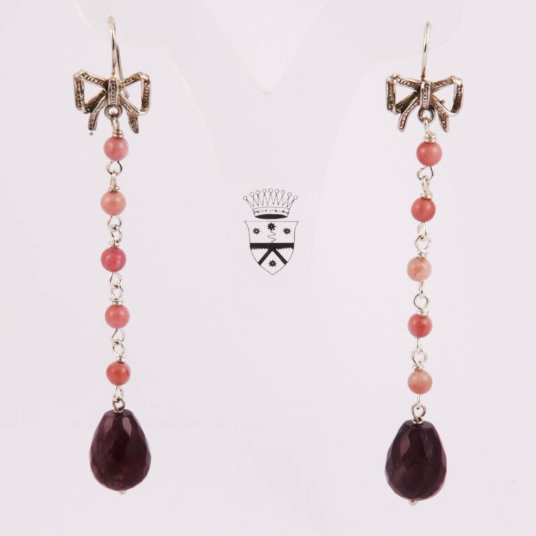 Silver earrings with amethyst and rhodonite