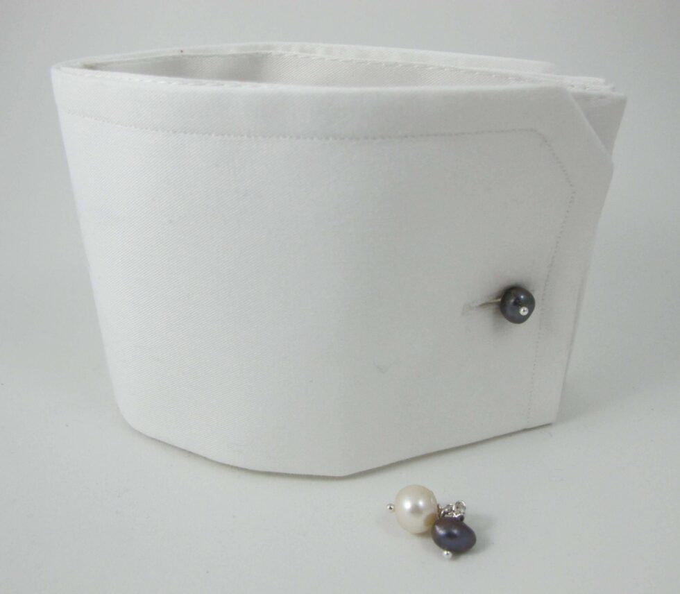 Cufflinks with white and grey pearls