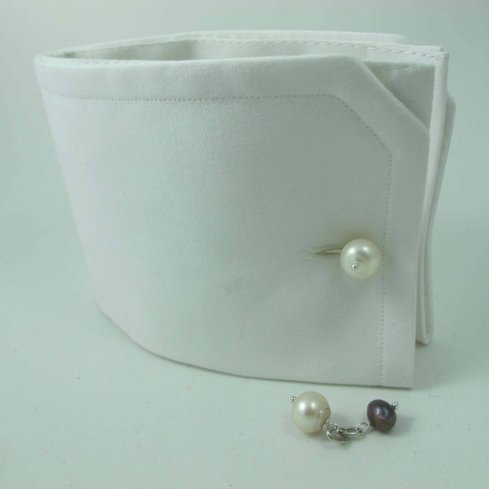 Cufflinks with white and grey pearls