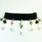 Leather choker with pearls, labradorite and agate