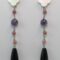 Silver earrings with onyx, amethyst and rhodonite