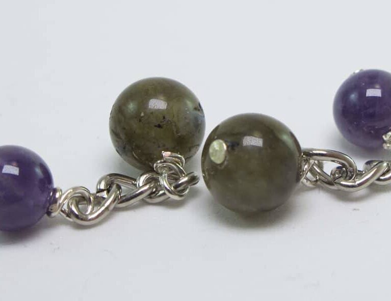 Cufflinks with amethyst and labradorite