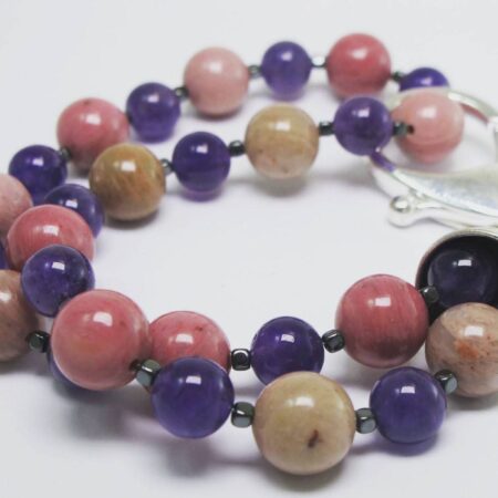 Bracelet with amethyst, rhodonite and hematite