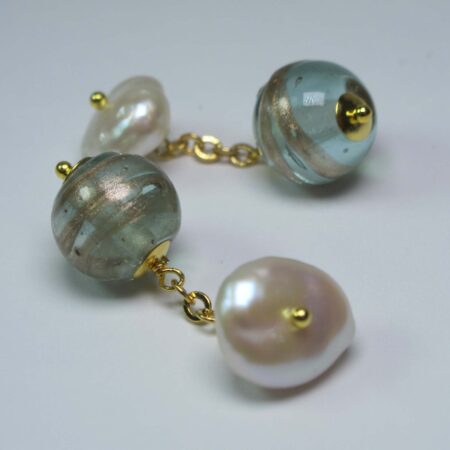 Cufflinks with venetian glass (murrine) and pearls