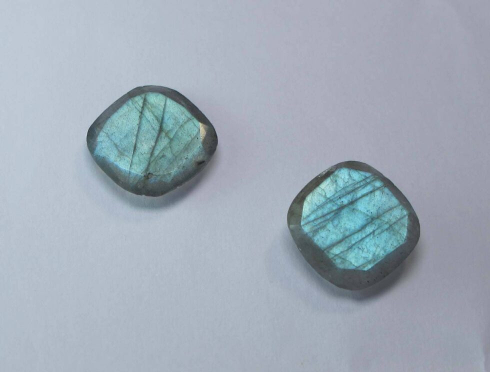 Stud earrings with labradorite
