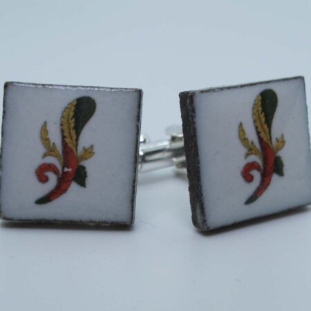Cufflinks with enamelled lava lapilli (asso design)