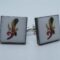 Cufflinks with enamelled lava lapilli (asso design)