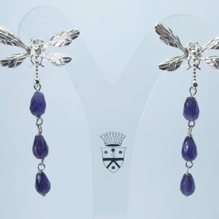 Brass earrings with amethyst