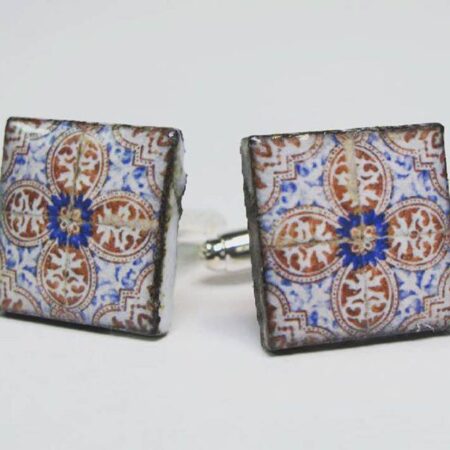 Cufflinks with enamelled lava lapilli (mosaic design)
