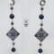 Silver earrings with enamelled lava lapilli, lapis lazuli and labradorite