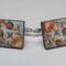 Square cufflinks with enamelled lava lapilli (Deruta design)