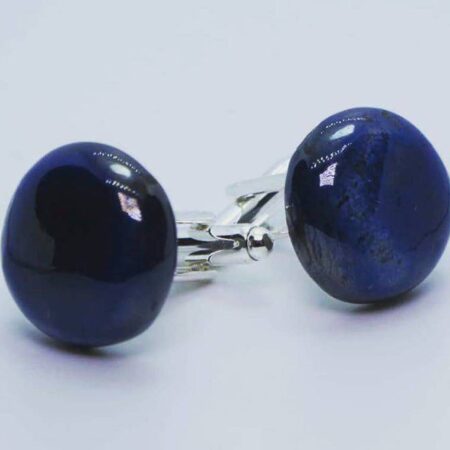 Round cufflinks with enamelled Raku ceramic