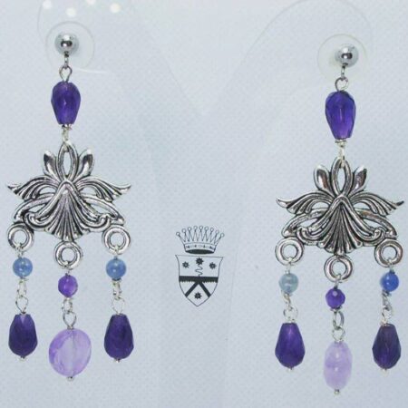 Chandelier earrings with amethyst and kyanite