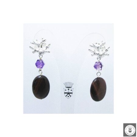 Orecchini con occhio di falco e ametista