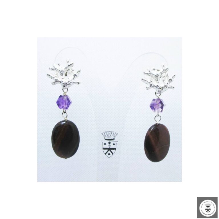 Orecchini con occhio di falco e ametista
