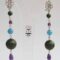 Rhodium plated brass earrings with african jade, angelite and amethyst