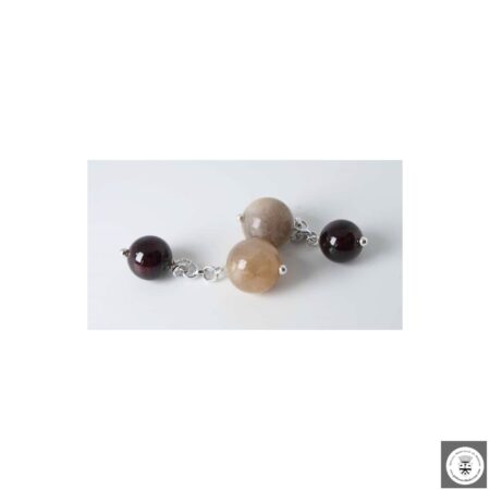 Gemelli con pietra di luna rosa e granato