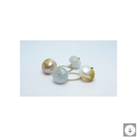 Gemelli in argento con perle barocche e acquamarina