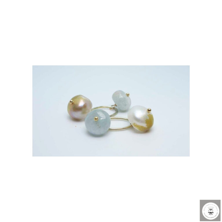 Gemelli in argento con perle barocche e acquamarina