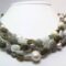 Multistrand necklace with labradorite, moonstone and baroque pearls