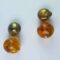 Earrings with brown pearl and amber