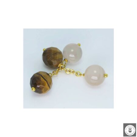 Gemelli in ottone con occhio di tigre e agata