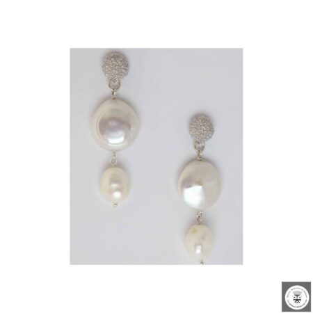 Orecchini in argento con grandi perle bianche keshi