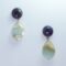 Earrings with amethyst cabochon and amazonite