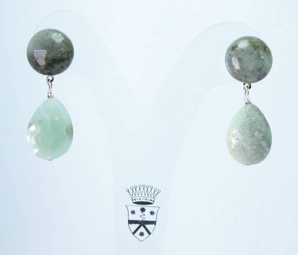 Earrings with labradorite and amazonite