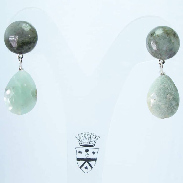 Earrings with labradorite and amazonite
