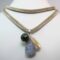 Velvet necklace with rough chalcedony, Tahiti mother of pearl and rubyzoisite