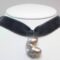 Grey velvet chocker with keshi pearl